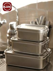 1pc Stainless Steel Lunch Box, Leak-Proof Clip-Lock Food Storage Container, Portable Metal Bento Box, Suitable For Work, School, Picnic, Reusable Meal Prep Container - Multicolor - View 3