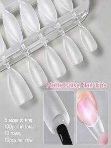 UR SUGAR 100Pcs Full Cover Press On Nail Tips Medium Almond Short Coffin False Nail Soak Off Gel Nail Extension Tips Capsule - Clear - View 10