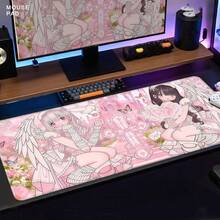 Anime Cute Angel Girls Mouse Pad XXL Rubber Kawaii Desk Mat PC Gamer Cabinet Non-Slip Waterproof Mouse Pad Keyboard Rug Pink Carpet - View 14