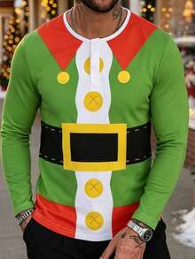 Men's Autumn/Winter Christmas Party Outfit Christmas Green Elf Print ...
