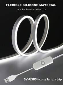 1m/2m/3m/4m/5m LED Neon Light Strip USB Flexible Dimmable Ambient Light Strip Live Streaming Fill Light Makeup Mirror Bathroom Mirror Front Fill Light Bar With Button Switch Dimmable - White - View 10