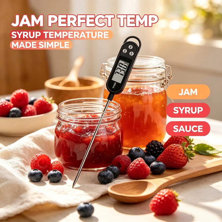 1pc Electronic Food Thermometer Probe-Style Temperature Gauge For Kitchen Oil Temperature, BBQ, Baking - Black - View 1