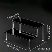 Black Acrylic Display Stand, Tiered Storage Rack And Organizer, Suitable For Perfume, Cologne, Figurines, Toys, Models, Collectibles, Cosmetics, Skincare And Jewelry, Space-Saving Desktop Stand, Suitable For Bedroom, Vanity, Office And Display Cabinet - Black - View 7