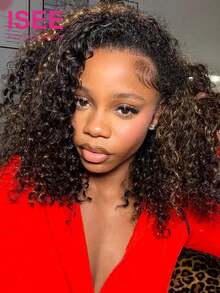 ISEE Hair Wear Go Half Wig Water Wave Flexible Fit 3 In 1 Half Wig With Drawstring Highlight Color Wear And Go Glueless Human Hair Wig 180% Density 14-16 Bob 18-28 Regular Inch Daily Use For Women - S2/30 - View 2