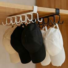 1/2 Paket Organizer Lemari Tanpa Bor dengan 6 Kait, Rak Penyimpanan Serbaguna untuk Topi, Tas, dan Sabuk, Penghemat Ruang Gantungan Lemari, Ukuran: 10,2"*8,6"*3,1" - Putih yang ditingkatkan - View 3