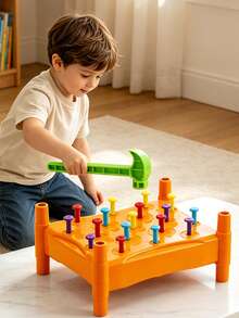 Colorful Nail Pounding Bench, Hand-Eye Coordination Training Intelligent Toy, Baby Hand Strength Exercise And Focus Developing Tool, Suitable For Boys And Girls Over 3 Years Old, Birthday Gift, Essential Holiday Gift - Multicolor - View 6