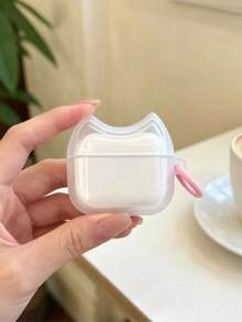 Dustproof & Shockproof Cat Earphone Case, With Keychain, Anti-Scratch & Anti-Shock, Compatible With AirPods 5 4/3/2/1/Pro/Pro2/Pro3 - Clear - View 2