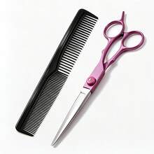1/2/3pcs Hair Cutting Scissors Set, Stainless Steel Hairdressing Scissors, Professional Hair Trimming And Thinning Scissors, Suitable For Hair Salon And Home Use, Suitable For All Hair Types Including Curly, Straight And Thick Hair - Purple - View 17
