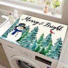 1pc Christmas Snowman Pattern, Kitchen Countertop Absorbent Drying Mat, Coffee Machine Mat, Pour-Over Coffee Pot Mat, Dish Drying Mat, Non-Slip Heat-Resistant Kitchen Mat, Table Mat, Breakfast Mat, Washing Machine Mat, Home Kitchen Dining Table Coffee Shop Bar Decor Mat, Holiday Party Housewarming Gift - Multicolor - View 10