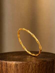 VceTd 1 Set Elegant Style Stainless Steel Women's Bracelet With Bamboo/Four-Leaf/Geometric Design, Suitable For Dating - Yellow Gold - View 5