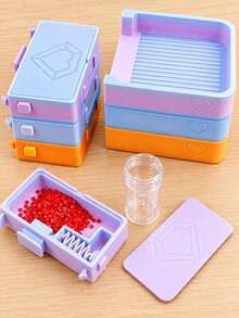 Stackable Diamond Painting Tray With Storage Box, Multi-Color Diamond Sorting Tray With Snap Lid, Leak-Proof Bead Storage Box, Diamond Painting Craft Tool Set, Rhinestone Storage Accessories, Handmade DIY Supplies - Sets - View 5