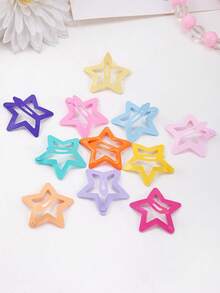 100/70/50/30/20Pcs Colorful Hollow Star BB Hair Clips, Matte Metal Snap Barrettes, Sweet Y2K Hair Accessories For Kids & Teens. - Multicolor - View 10