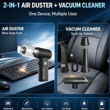 TOUCHBeauty 130,000 RPM Brushless Motor, Wireless Portable Mini Handheld Vacuum Cleaner & Blower (Dual Suction + Dual Blowing, 2 Suction Nozzles + 2 Air Nozzles), 1500*2 Battery Capacity, Screen Display For Battery Level And Gear, Suitable For Car, Home, Office And Pet Area Vacuuming, Dusting And Inflation Cleaning - Multicolor - View 4