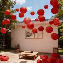 Red Paper Lantern Set, Foldable Hanging Lights, Multi-Purpose Decorations, Suitable For Spring Festival, Birthday, Wedding Anniversary, Harvest Festival, Halloween, Christmas, Party Decoration, Create Romantic Atmosphere, Christmas Home Decor, Autumn Home Decor - Multiple Styles - View 6
