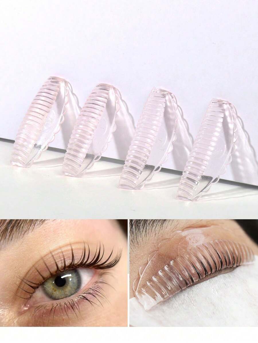 Self-Adhesive Eyelash Lifting Pads, Glue-Free Eyelash Curling Rods, Reusable Soft J&L&B&D Curl Beauty Tools, Pink - Pink - View 1