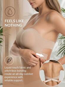 Women's Summer Seamless Wire-Free Bra, Sexy Design With Strapless Anti-Slip Sides And Criss-Cross Back, Suitable For Daily Wear And Parties - Camel - View 5