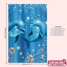 1/4pcs Blue Dolphin & Rhinestone Theme Bathroom Set, Includes Shower Curtain, Bath Mat, U-Shape Toilet Lid Cover, Waterproof, Fashionable Modern Bathroom Decor, No Drilling Required, Machine Washable Polyester Back To School - Multicolor - View 15