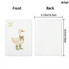 1pc Cute Duck Print PU Passport Holder, Gold Embossed Airplane Pattern Passport Cover, Portable Travel Wallet, Travel Accessory And Holiday Gift - Duck - View 6