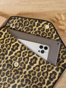 Fashionable Leopard Print Handbag, Large Capacity Portable Phone And File Lipstick Handbag, Suitable For Outdoor And Travel - Coffee - View 7