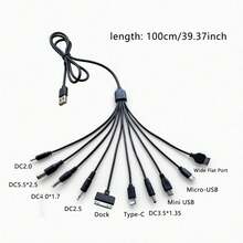 10-In-1 Universal Multi-Function USB Charging Cable, Multi-Plug Connector Adapter With Type C, Micro USB, Mini USB And DC Interfaces (5.5/4.0/3.5/2.5/2.0), Suitable For Phones, Small Household Electronic Products (Only For 5V Voltage Devices, Not Compatible With 9V/12V Devices) - Multicolor - View 4