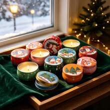 HIZTGHC 50Pcs/Set 2.5oz Christmas Empty Candle Tins With Lids, 6 Random Xmas Patterns, DIY Candle Making Kit Including Candle Wicks, Wick Stickers & Wick Holders, Holiday Metal Candle Jars For Handmade Candles, Gift & Storage - Multiple Styles - View 9