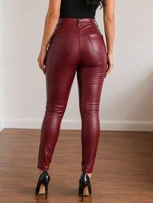 Women Pants - Burgundy - View 5