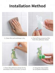 1/3pcs Cute Cartoon Mop Hooks Wall-Mounted, Self-Adhesive No-Drill Broom Holder, Multi-Purpose Storage Clips, Suitable For Mops, Brooms, Brushes, Umbrellas, Fun Animal Design, Bathroom Kitchen Storage, Cozy Home Decor - View 5