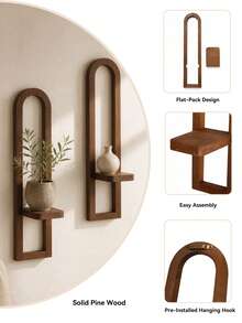 1pc/2pcs Wall-Mounted Hanging Shelf, Arched Candle Holder Display Rack, Vintage Dark Decorative Shelf, Home Decor, Suitable For Aromatherapy Candles, Crystals, Small Ornaments, Living Room, Bedroom, Entryway Wall Display, Gift - Multi-color E - View 6