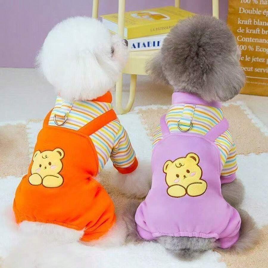 Pet Dog Clothes Four-Legged Jumpsuit Winter Autumn Warm Hoodie Harness For Small Dogs, Teddy, Bichon - Multicolor - View 1