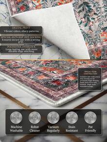 Digitally Printed Non-Slip Washable Runner And Area Rug, Suitable For Living Room, Bedroom, Outdoor, Kitchen Carpet | Modern, Scandinavian, Bohemian And Classic Styles | 100% Polyester - Multicolor - View 5