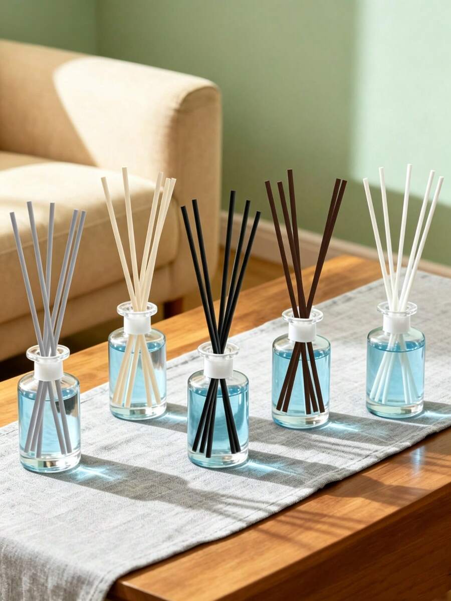 100 buah Stik Diffuser Rotan Alami - Isi Ulang Minyak Esensial Tahan Lama, Cocok untuk Spa, Pewangi, Aromaterapi (11,81 Inci x 3mm) Hitam dan Putih - Beraneka warna - View 1