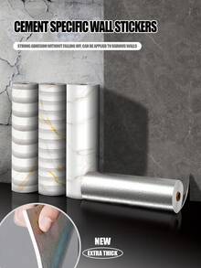 1 Roll Matte Marble Pattern Faux Tile Wall Sticker, Self-Adhesive Waterproof Moisture-Proof Background Wall Decor Panel, Self-Adhesive Aluminum Plastic Board DIY Marble Pattern Wall Sticker For Living Room, Bathroom, Bedroom Wall Renovation Wallpaper - Multicolor - View 2