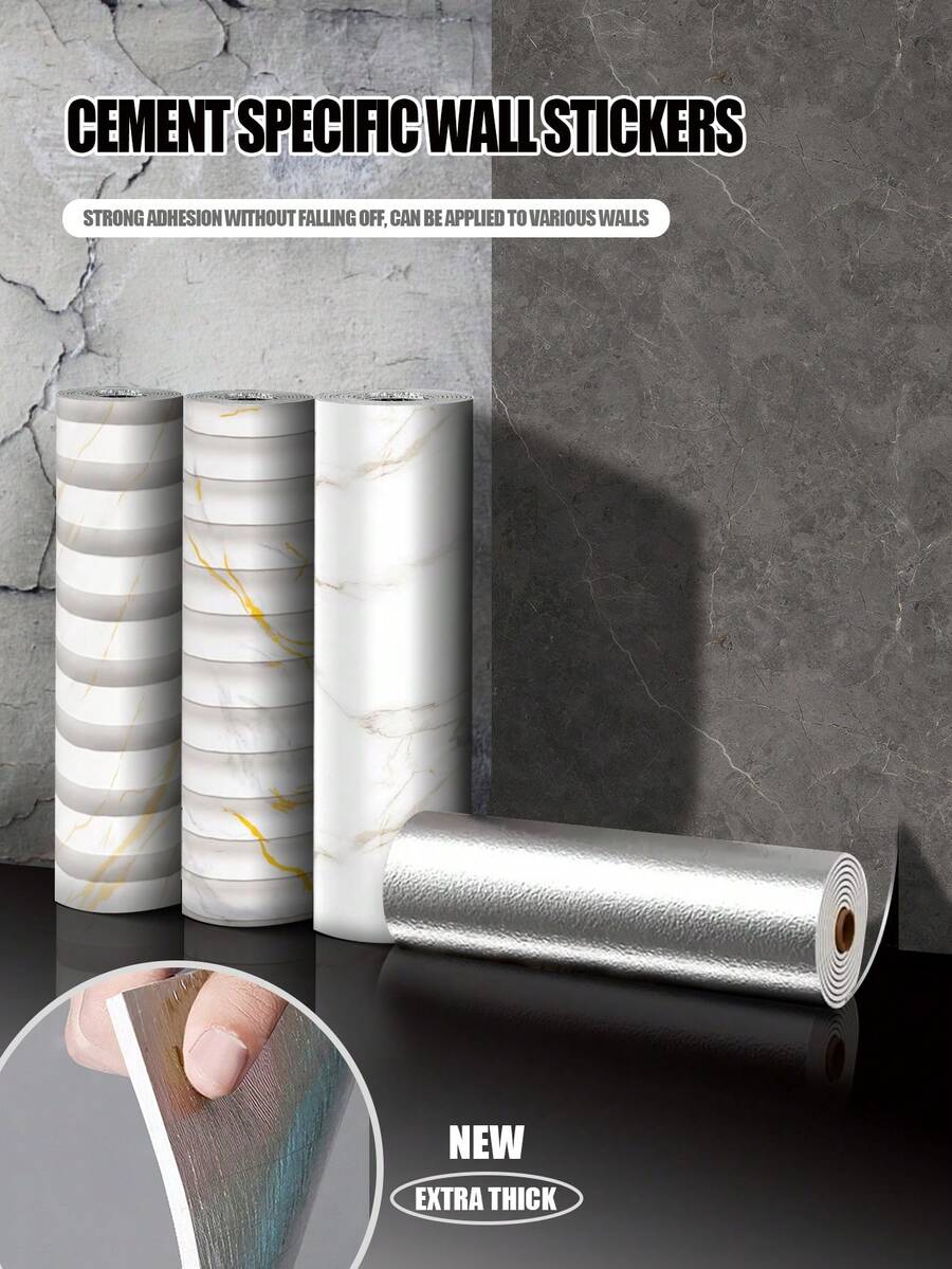 1 Roll Matte Marble Pattern Faux Tile Wall Sticker, Self-Adhesive Waterproof Moisture-Proof Background Wall Decor Panel, Self-Adhesive Aluminum Plastic Board DIY Marble Pattern Wall Sticker For Living Room, Bathroom, Bedroom Wall Renovation Wallpaper