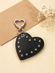 1pc Punk Rivet Heart Keychain, Sweet Cool Heart-Shaped Pendant Key Chain, Personalized Metal Pendant Bag Charm Key Chain, Bag Decoration Chain Gift - Multicolor - View 5