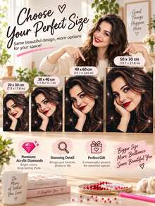 Customized Photo Diamond Painting Personalized Portrait DIY Kit, Acrylic Diamond Art Wall Decor, Square And Round Diamonds Optional, Customized Commemorative Photo Handmade, Sparkling Diamond Painting Gift, Multiple Sizes Available, Suitable For Home Decor - Multicolor - View 7