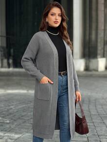 Women's Autumn/Winter Long Sleeve Casual Cardigan - Grey - View 5