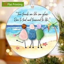 2D Flat Style, 1pc Personalized Friendship Acrylic Hanging Ornament - Suitable As A Commemorative Gift For Best Friends, Acrylic Hanging Pendant With Pebble Art And True Friend Quotes, Used For Christmas Tree Decoration, Forever Best Friends Home Decor, 2D Flat Style - A - View 10