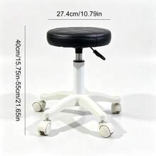 PU Leather Circular Rolling Stool With Adjustable Rotation Height For Home Office, Drawing Laboratory, Kitchen With Wheels, Massage Office Chair - Black - View 9