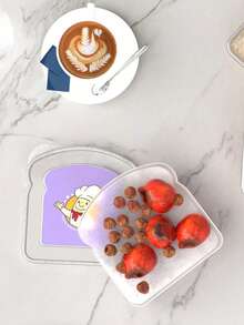 1pc Lunch Box Sandwich Box Bread Box ,Kitchen,Christmas,School Supplies - Purple - View 6