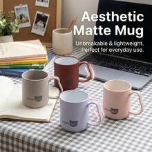 Plastic Tea Cup, Reusable Coffee Mug With Wave Handle, Unbreakable PP Water Cup, Matte Two-Tone Milk Cup, Portable Mouthwash Cup For Student School Office - Multicolor - View 3