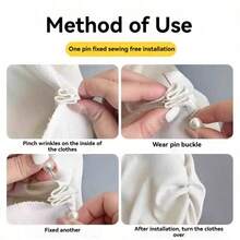 6/4/2Pcs T-Shirt Shortening Tool Invisible Waist Cincher Hem Tightener Adjustable Buckle Round Bead Pin No-Sew Knot Button - Multicolor - View 12