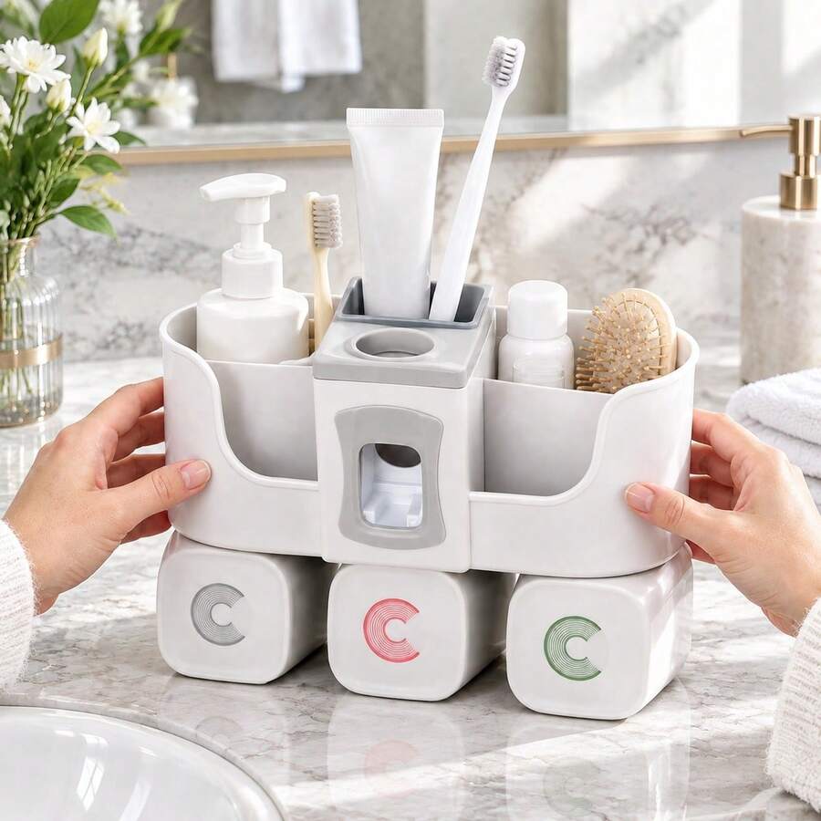 Durable Plastic Toothbrush Stand Organizer - Multicolor - View 1