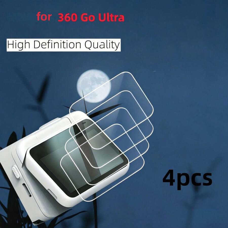 4pcs Default Pack Transparent Tempered Glass Screen Protector/The 360 Go Ultra Tempered Glass Action Camera Accessory