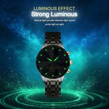 POEDAGAR Luxury Men's Watch, Crafted From Waterproof Stainless‑Steel With Chronograph Function. Fashion‑Exquisite Look, Ideal For Daily Wear And Gifti - Gold - View 5