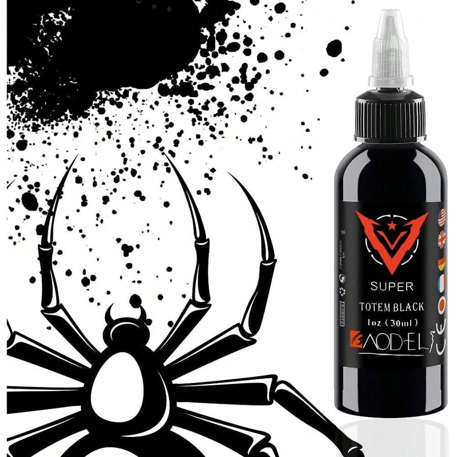Professional Black Tattoo Ink 1 Bottle, 1oz Per Bottle, Suitable For Lining, Shading, And Blending, Durable Pigment - Black - View 1
