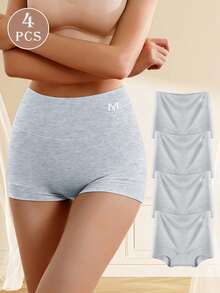 MEIYATING 4件組女款棉質高腰收腹舒適內褲 - 灰色 - 查看 2