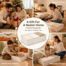 White Underbed/Wardrobe Storage Box, Foldable Underbed Storage Organizer, Multi-Functional Universal Style, Suitable For Storing Blankets, Skirts, Bedding, Essential Value, Best Gift For Christmas, Halloween, Back To School - White - View 2