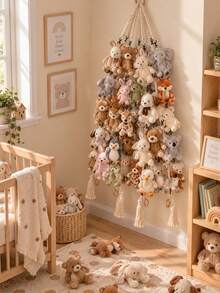 Hanging Storage Organizer Rack, Baby Room Wall-Mounted Rope Display Shelf, Baby Room Decorative Plush Doll Collection Rack, Multi-Layer Hanging Shelf - Doll Lanyard - View 6