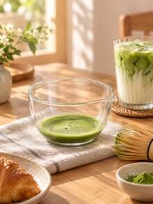 1pc INS Minimalist Transparent Glass Matcha Bowl With Pouring Spout, Japanese Ritual Tea Bowl Tea Sea Tea Dispenser, Large Capacity Kitchen Drinkware, Home Tea Set Accessories, Matcha Tools, Matcha Plate, Large Capacity Can Be Used As Salad Porridge Juice Bowl, Back To School, Christmas, Halloween - Multicolor - View 2