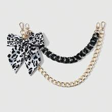 1pc Vintage Fashion Versatile Multicolor Leopard Print Bow Open Ring Chain DIY Keychain Bag Pendant, Suitable For Girls And Best Friends Daily Wear, Holiday Gift - Multicolor - View 5